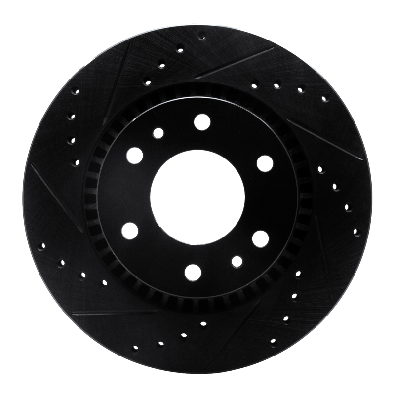 Buick Rainier Brake Rotor (1) - Front Left - R1 Concepts - Drilled & Slotted - Black - `06-`09